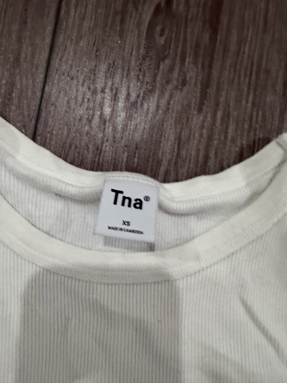 TNA White Ribbed Crewneck Top